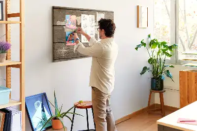 World map cork memo board with wooden frame