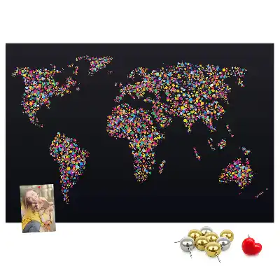 Dotted World Map Printed Cork Board