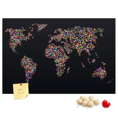 Dotted World Map Printed Cork Board