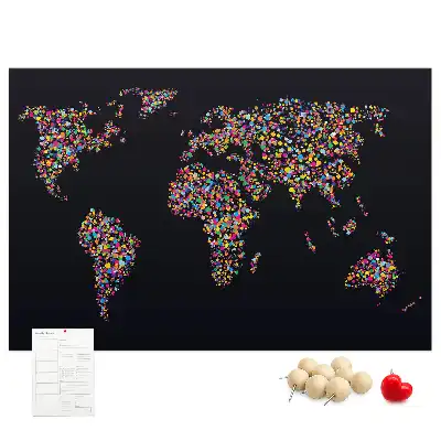 Dotted World Map Printed Cork Board