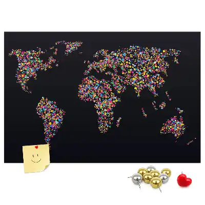 Dotted World Map Printed Cork Board