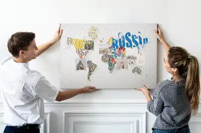 Printed World Map Cork Memo Board