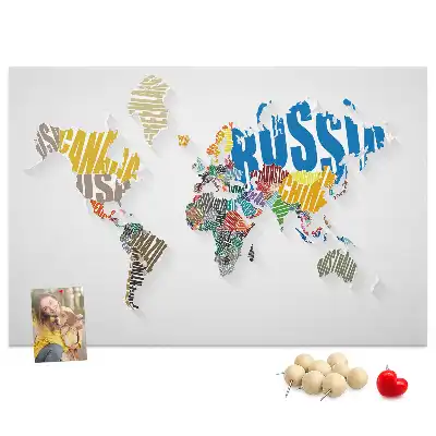 Printed World Map Cork Memo Board