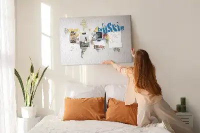 Printed World Map Cork Memo Board