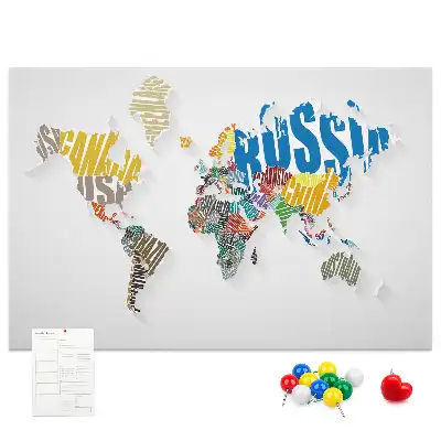 Printed World Map Cork Memo Board