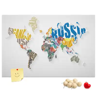 Printed World Map Cork Memo Board