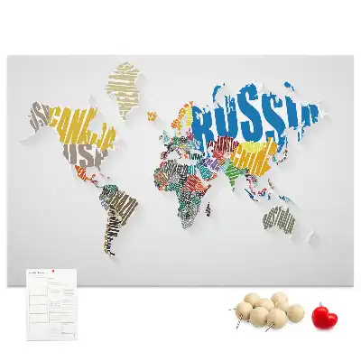 Printed World Map Cork Memo Board