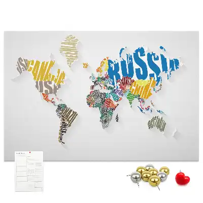 Printed World Map Cork Memo Board
