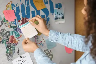 Printed World Map Cork Memo Board
