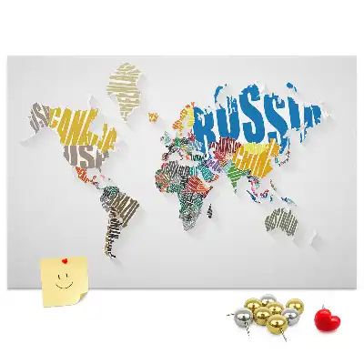 Printed World Map Cork Memo Board