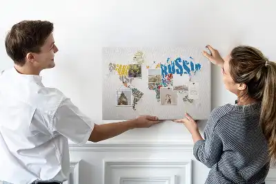Printed World Map Cork Memo Board