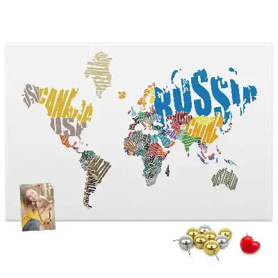 Printed Cork Board with Textual World Map Design
