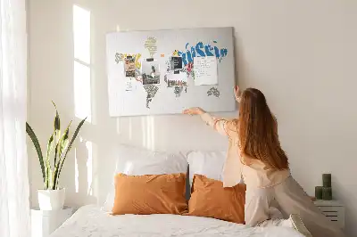 Printed Cork Board with Textual World Map Design