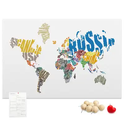 Printed Cork Board with Textual World Map Design