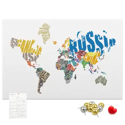 Printed Cork Board with Textual World Map Design