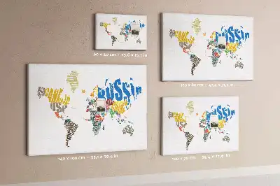 Printed Cork Board with Textual World Map Design