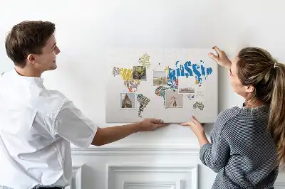 Printed Cork Board with Textual World Map Design