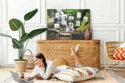 Cork memo board Waterfall forest