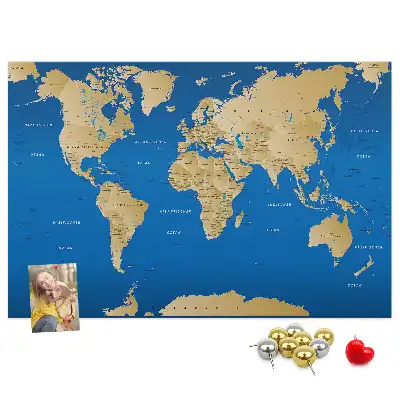 World Map Printed Cork Memo Board