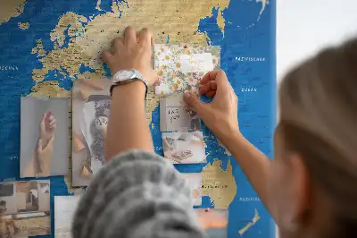 World Map Printed Cork Memo Board