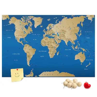 World Map Printed Cork Memo Board