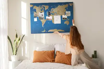 World Map Printed Cork Memo Board