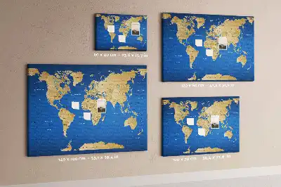 World Map Printed Cork Memo Board