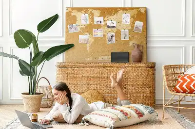World map cork memo board