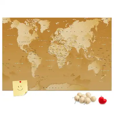 World map cork memo board