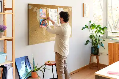 World map cork memo board