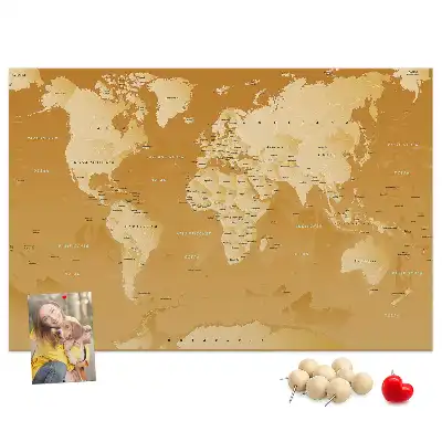 World map cork memo board