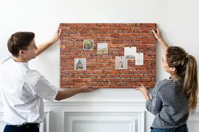Printed Cork Memo Board Old brick wall