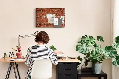 Printed Cork Memo Board Old brick wall