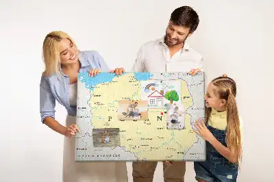 Printed cork board with a political map of Poland
