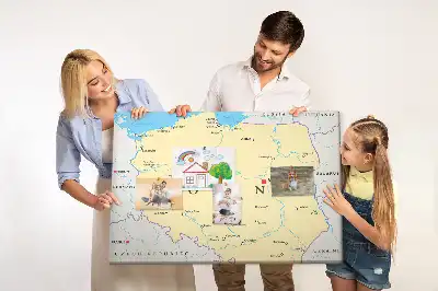 Printed cork board with a political map of Poland
