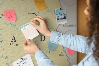 Printed cork board with a political map of Poland