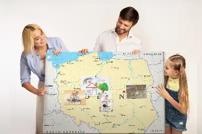 Printed cork board with a political map of Poland