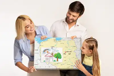 Printed cork board with a political map of Poland