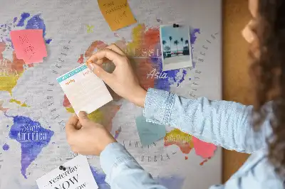 Watercolor World Map Printed Cork Memo Board