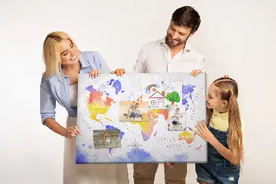 Watercolor World Map Printed Cork Memo Board