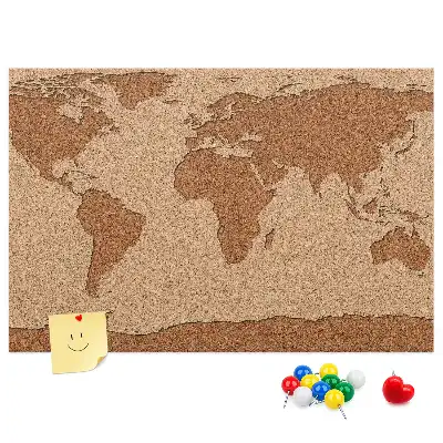 Cork world map memo board