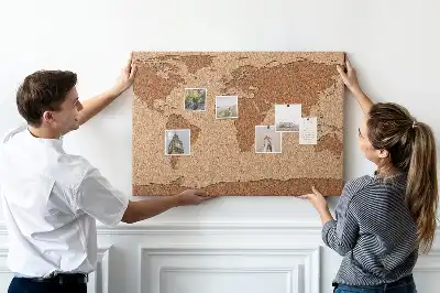 Cork world map memo board