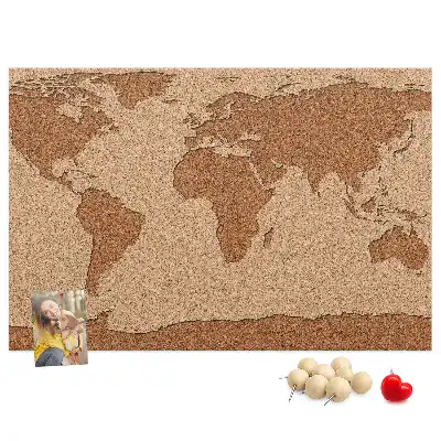 Cork world map memo board