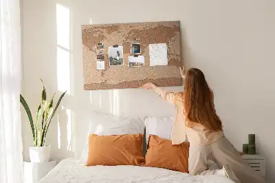 Cork world map memo board