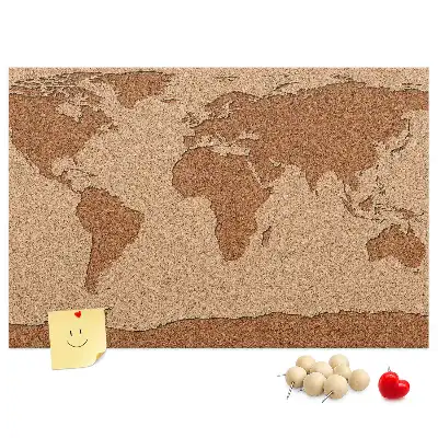 Cork world map memo board