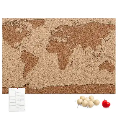 Cork world map memo board