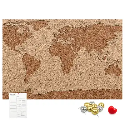 Cork world map memo board