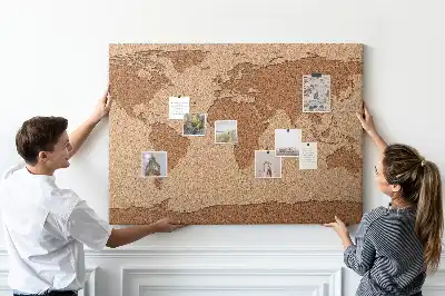 Cork memo board Cork world map
