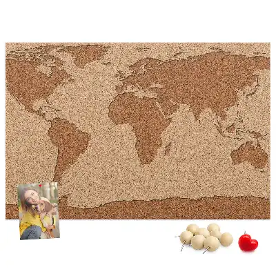 Cork world map memo board
