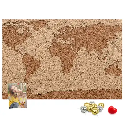 Cork world map memo board